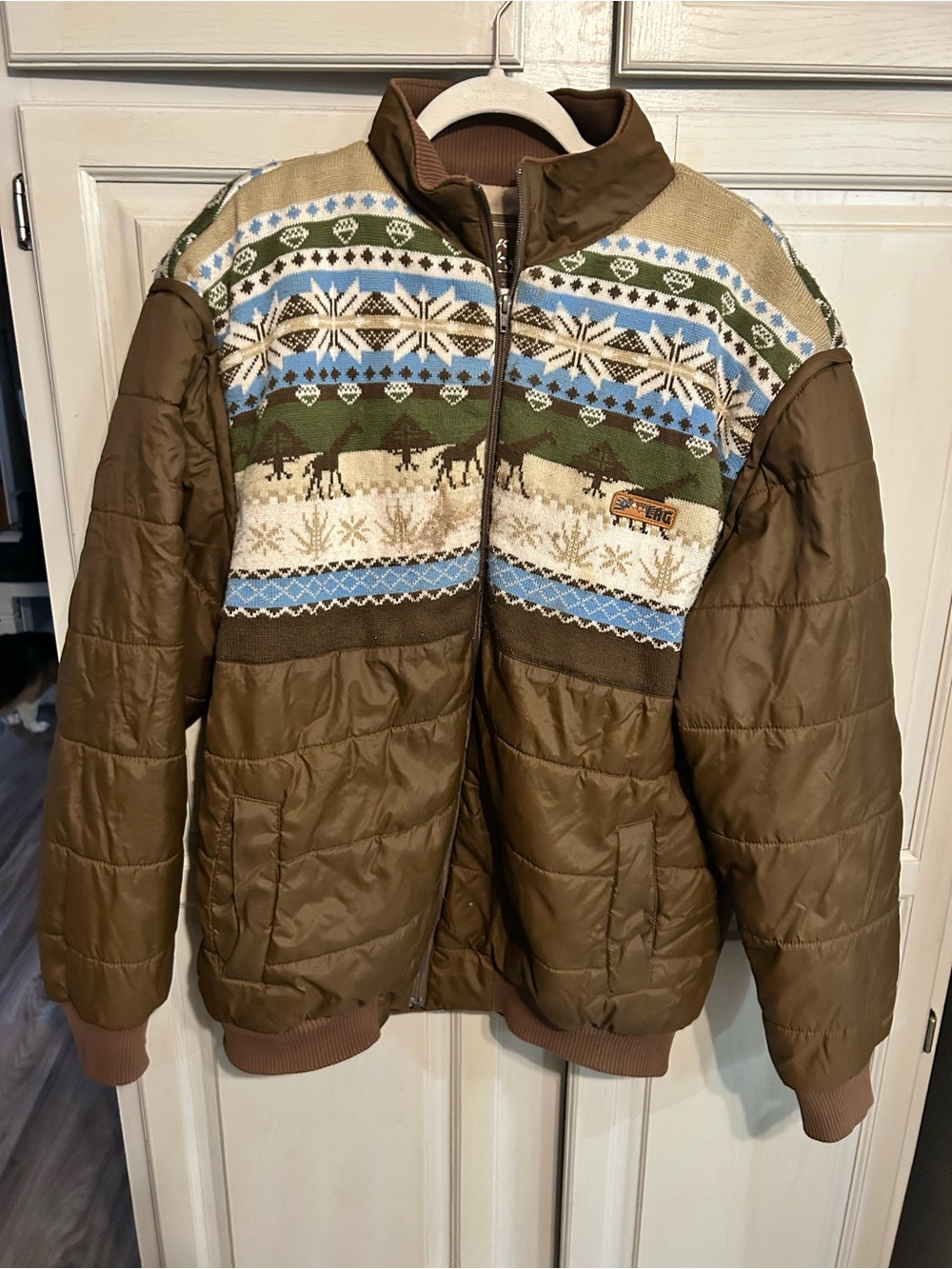 Vintage LRG Roots and Equipment Giraffe Jacket Men’s 3XL Y2K Fair Isle Rare
